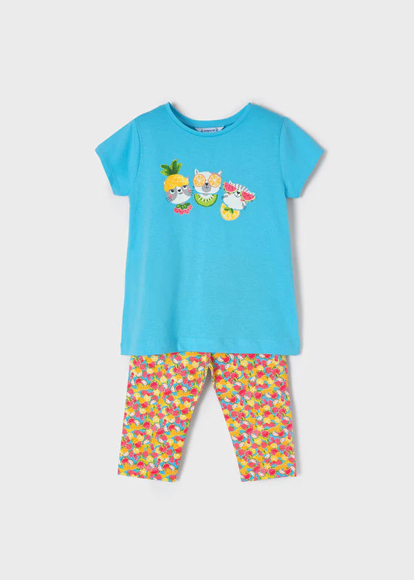 Mayoral Patterned Leggings Set - Turquoise 3766