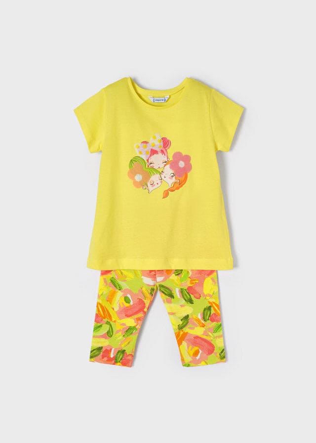 Mayoral Patterned Leggings Set - Lemon - 3766