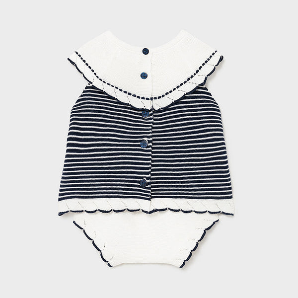 MAYORAL BABY GIRLS NAVY FINE KNITTED TWO-PIECE SET
