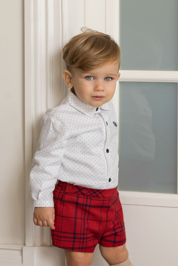 Dolce Petit  Baby Boys Red Tartan Short Set