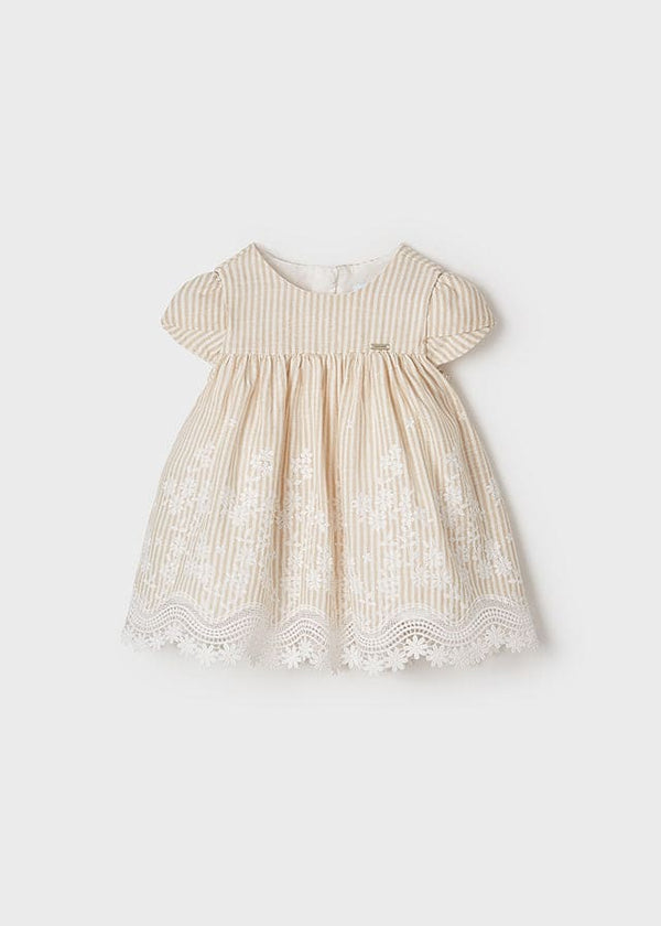 Mayoral Beige Embroidered border dress - 1906
