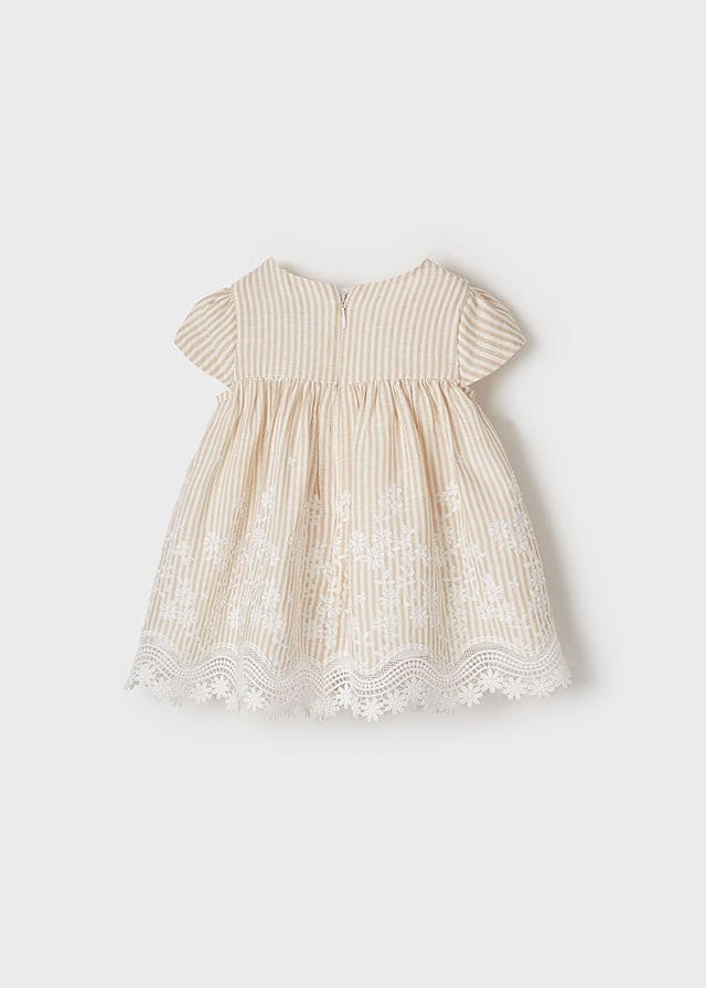 Mayoral Beige Embroidered border dress - 1906