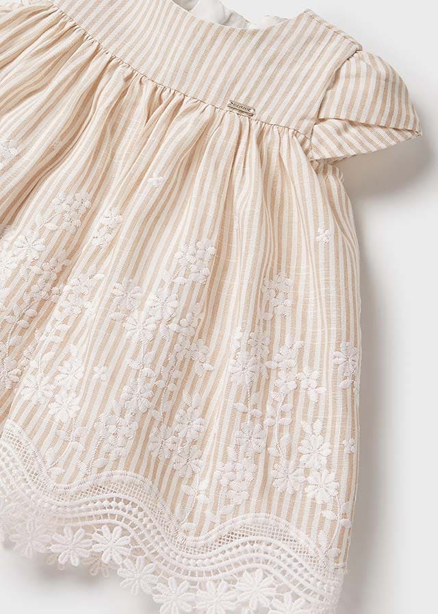 Mayoral Beige Embroidered border dress - 1906