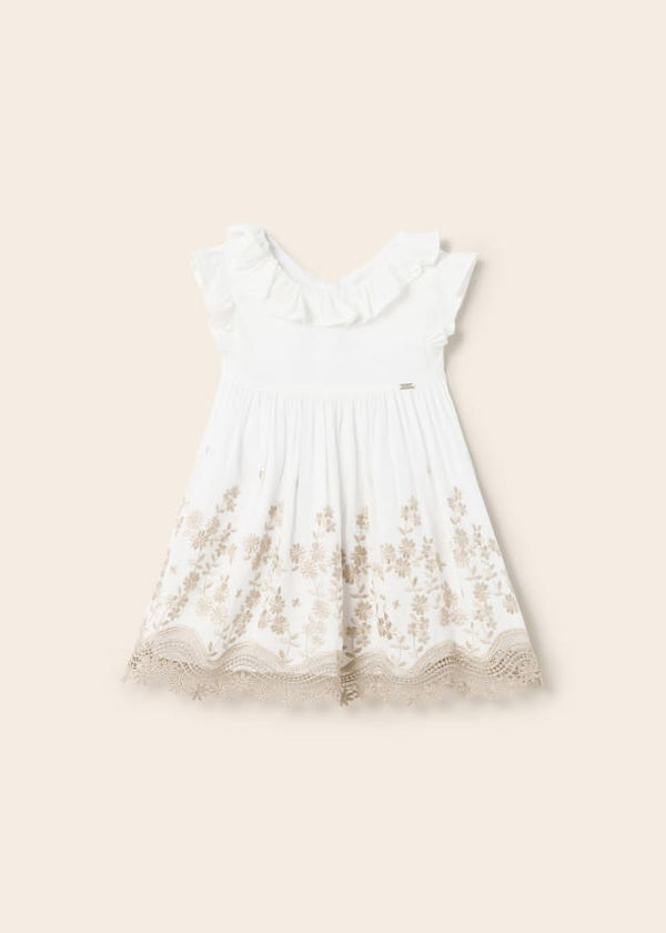 Mayoral Embroidered linen dress for baby girl 1955