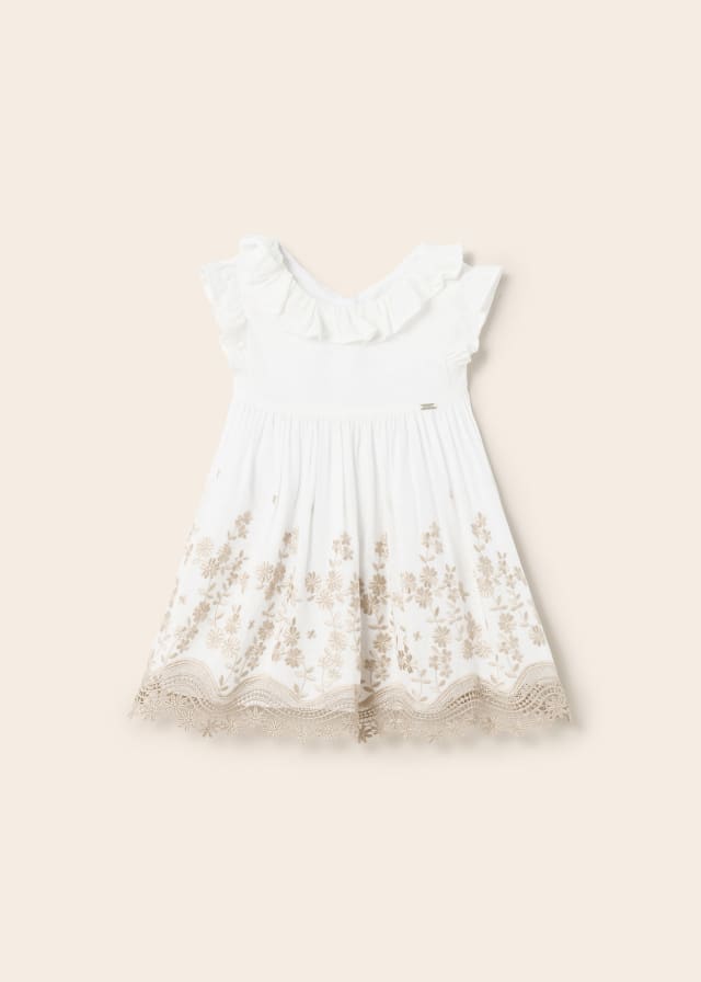 Mayoral Embroidered linen dress for baby girl 1955