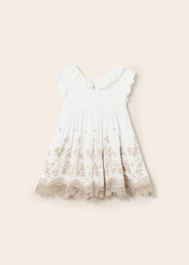 Mayoral Embroidered linen dress for baby girl 1955
