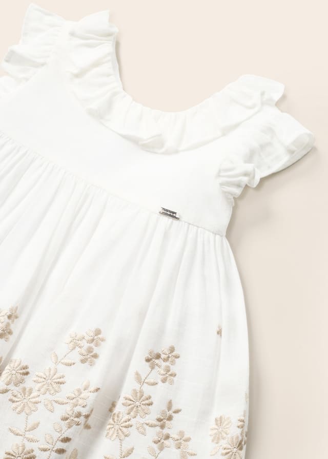 Mayoral Embroidered linen dress for baby girl 1955