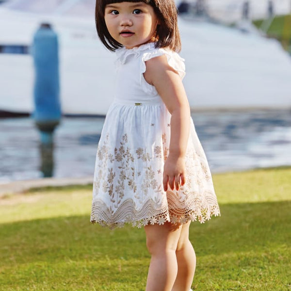 Mayoral Embroidered linen dress for baby girl 1955