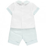 Emile et Rose Boys White & Blue Stripe Shorts Set - Melvin