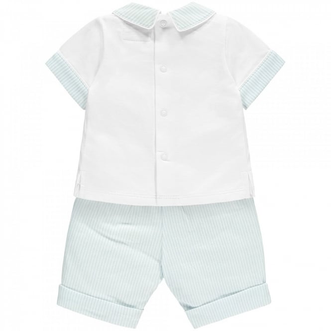 Emile et Rose Boys White & Blue Stripe Shorts Set - Melvin