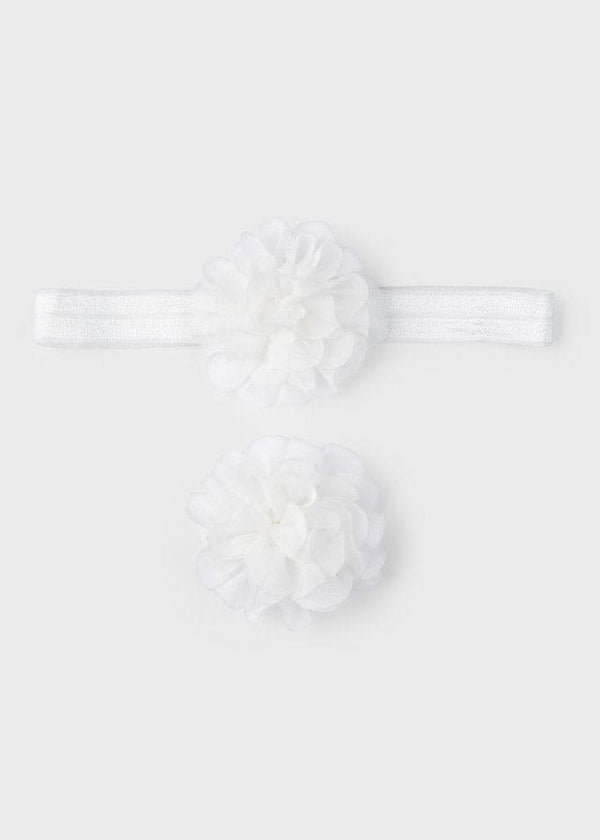 Mayoral Off White Headband and hairclip set newborn girl 9500