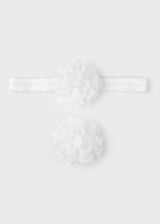 Mayoral Off White Headband and hairclip set newborn girl 9500