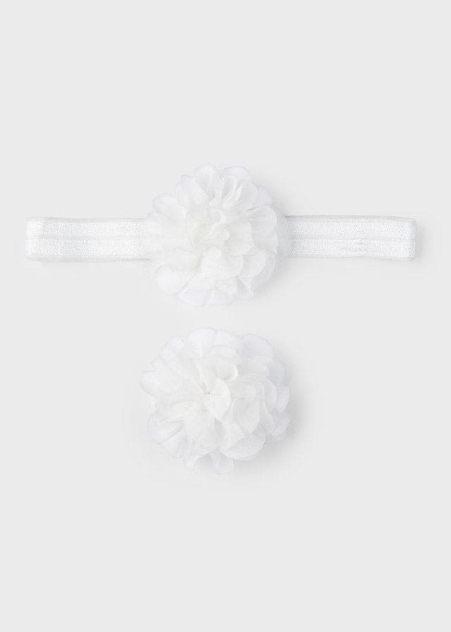 Mayoral Off White Headband and hairclip set newborn girl 9500