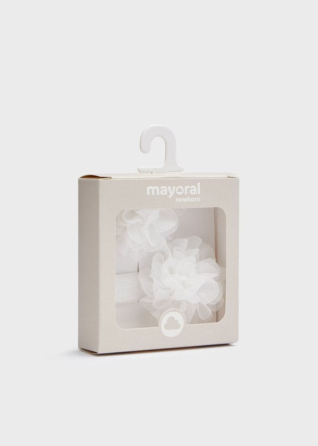 Mayoral Off White Headband and hairclip set newborn girl 9500