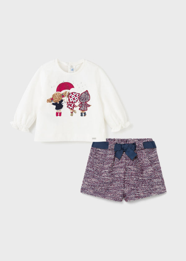 Mayoral Knit shorts and long sleeve t-shirt for girls 2226