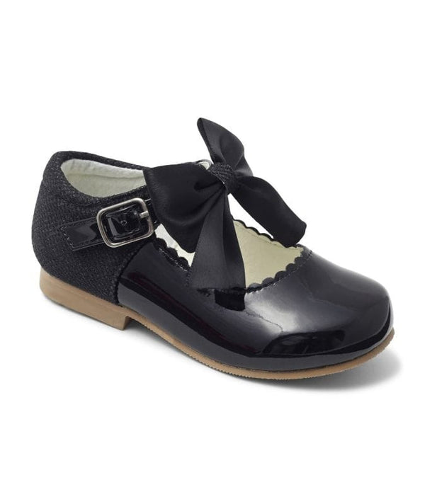 Sevva - Kristy Black Patent Glitter Bow Shoes