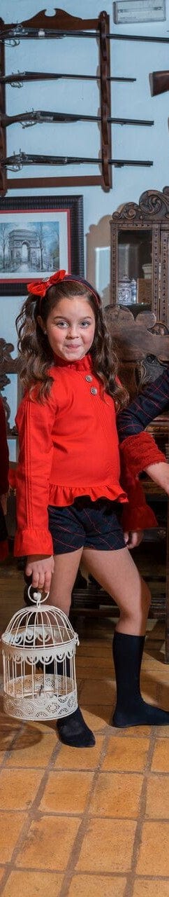 Babine Red Blouse & Navy Shorts Set - 1912007