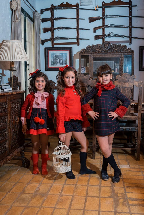 Babine Red Blouse & Navy Shorts Set - 1912007