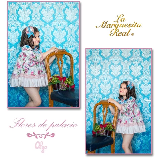 La Marquesita Real Flores De Palacio Dress & Matching Hair Clip