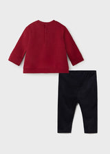 Mayoral Younger Baby/Girls Leggings Set - Red & Navy - 2715