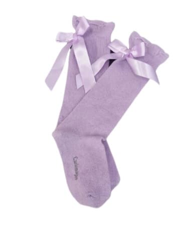 Carlomagno Lilac Knee High Bow Socks
