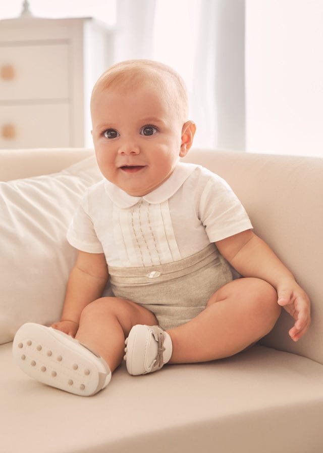Mayoral Baby Boys Ivory And Beige Romper/ Shortie Summer  - 1611