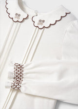 Long sleeve knitted embroidered blouse And Check Short Set girl 4190