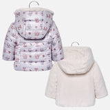 Mayoral Girls Reversible Winter Coat, Squirrel design or ivory fur -2490