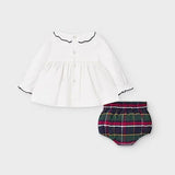 Mayoral Baby Girls Smocked Blouse & Tartan Jam Pants Set - 2213