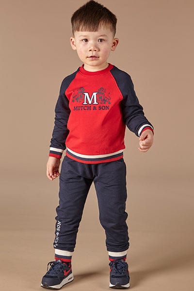 Mitch & Son Boys Red And Navy Fred Tracksuit