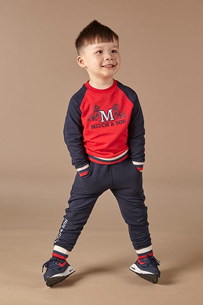 Mitch & Son Boys Red And Navy Fred Tracksuit