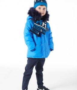 Mitch & Son Winter Boys Brilliant Blue Faux Fur Hood Parka Coat - JOEL