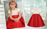 Pretty Originals Cream & Red Smocked Dress MT01107