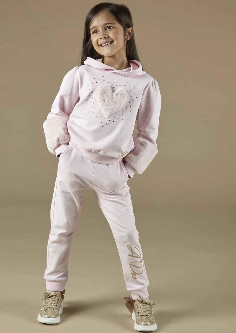 A Dee Paris Pale Pink Faux Fur Heart Tracksuit