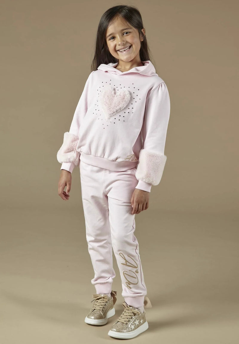 A Dee Paris Pale Pink Faux Fur Heart Tracksuit