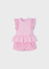 Mayoral Perforated Bermuda Shorts set - 1246 - Rose Pink