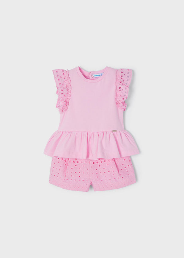 Mayoral Perforated Bermuda Shorts set - 1246 - Rose Pink