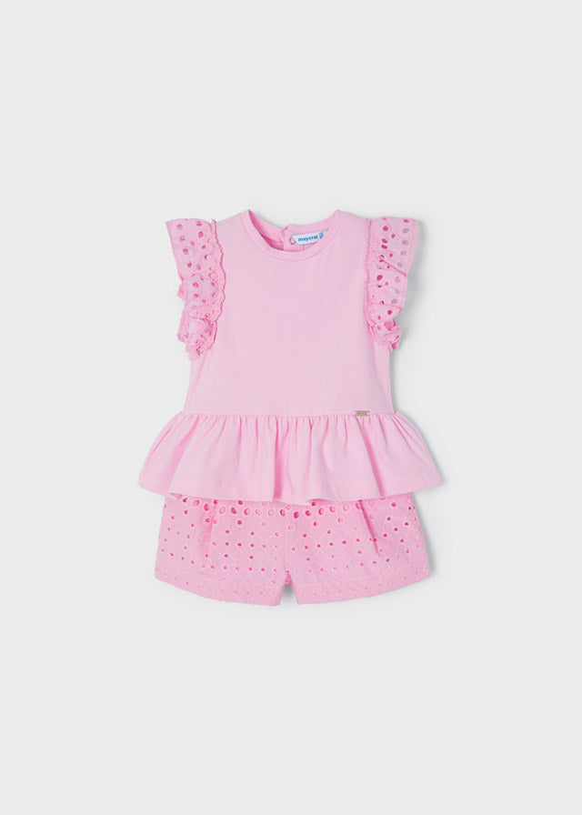 Mayoral Perforated Bermuda Shorts set - 1246 - Rose Pink