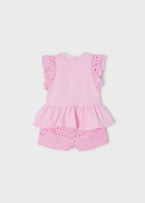 Mayoral Perforated Bermuda Shorts set - 1246 - Rose Pink