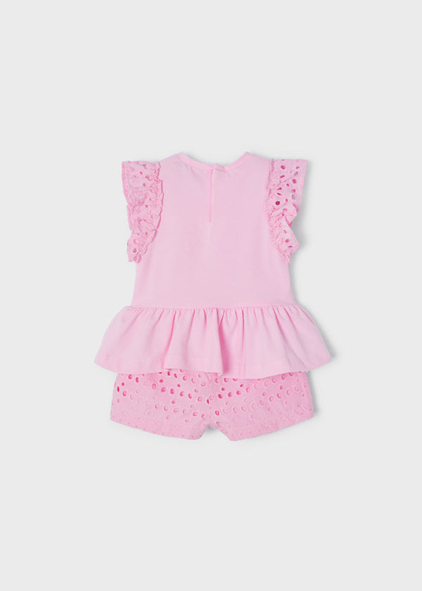 Mayoral Perforated Bermuda Shorts set - 1246 - Rose Pink