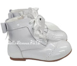 Beau Kid White Patent Leather Boots - Daisy