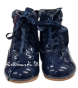 Beau Kid Navy Patent Leather Boots - Daisy