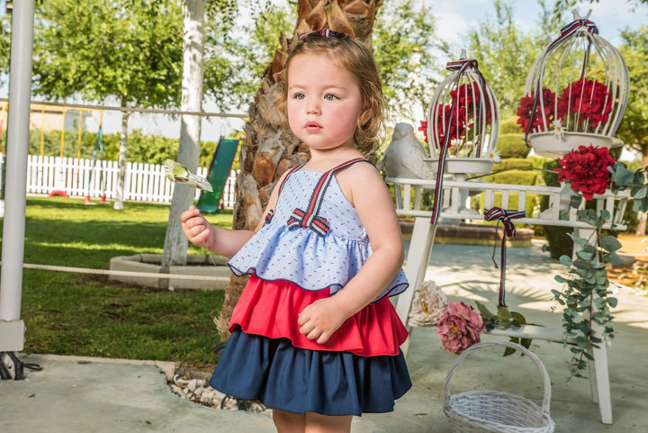 Babine Red, White, Blue & Navy Dress With Matching Headband - 2022815