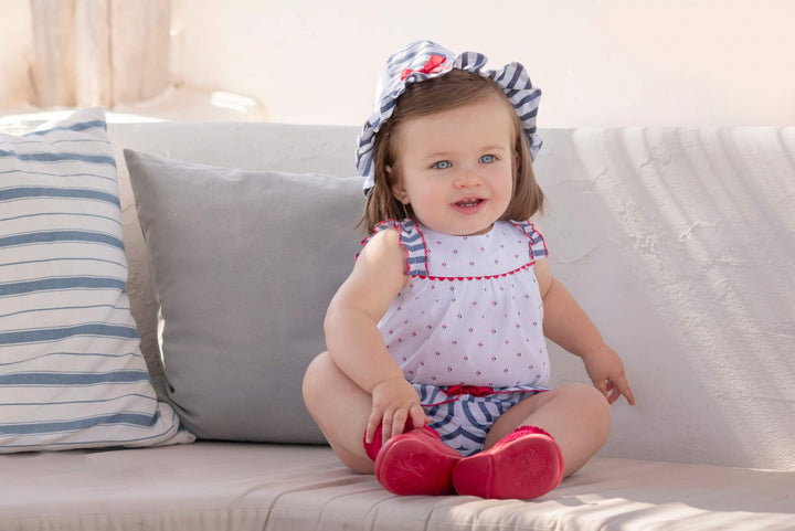 Miranda White Blue & Red Shorts Set - 0031