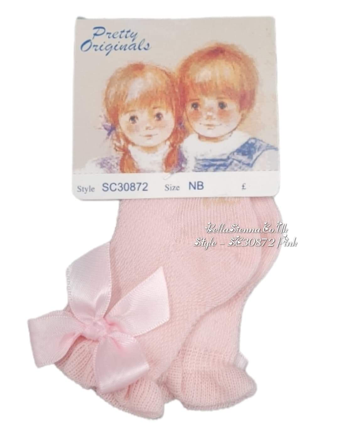 Pretty Originals Pink Ankle Socks With Pink Bows - SC30872