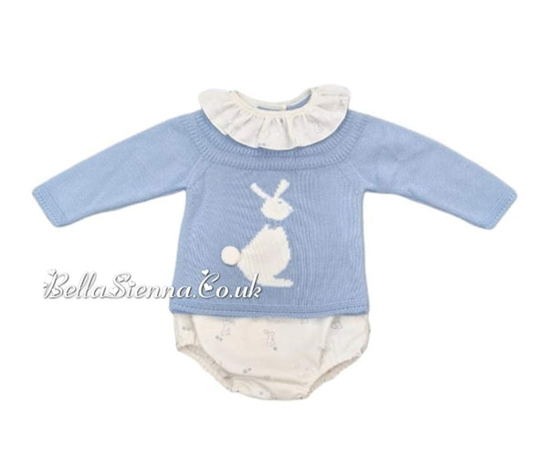 Granlei Blue Knitted Bunny Rabbit Jumper & JamPants Set - 2-1156