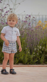 Miranda Boys Blue Check Shorts & Shirt Set - 0144