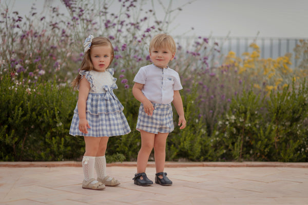 Miranda Boys Blue Check Shorts & Shirt Set - 144/23