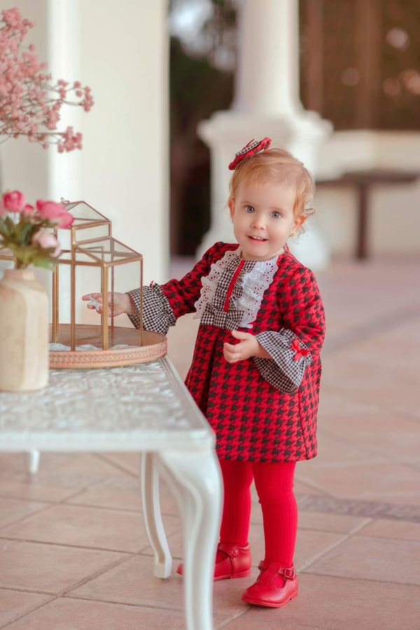 Miranda Red, Black & White Dog Tooth Dress & Pants Set - 147/VB