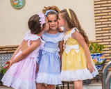 Babine Blue & White Gingham Dress With Bows & Cut Out Back - 2322809